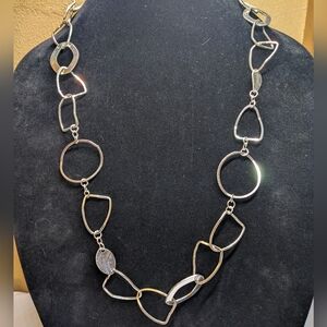 Silver-tone Novelty Links Necklace, Adjustable